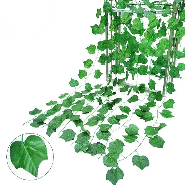 1/2Piece Artificial Vine Home Decor Artificial Ivy Leaf Garland Plants Vine Fake Foliage Flowers Creeper Green Ivy Wreath