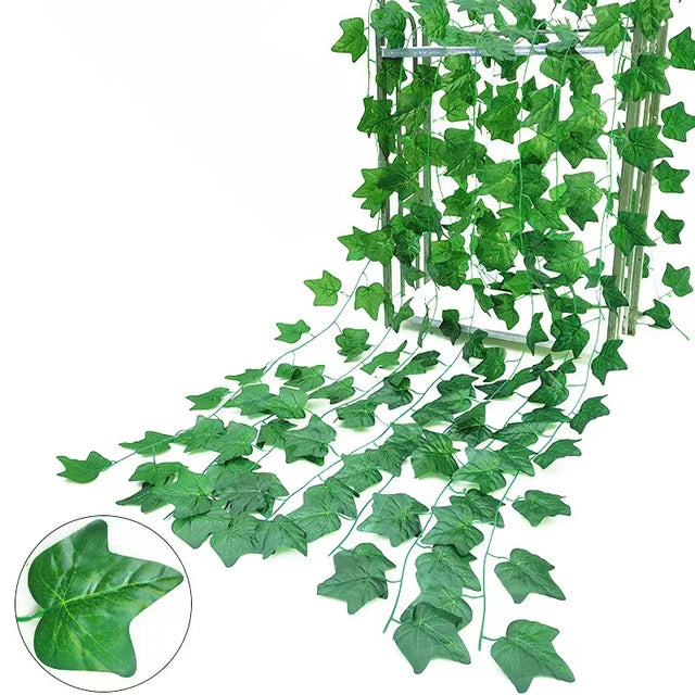 1/2Piece Artificial Vine Home Decor Artificial Ivy Leaf Garland Plants Vine Fake Foliage Flowers Creeper Green Ivy Wreath