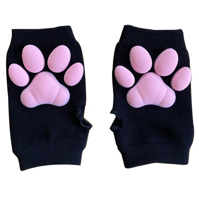 3d silicone cat paw gloves socks socks cute kitten fingerless gloves pawpads gloves female girls christmas halloween cosplay