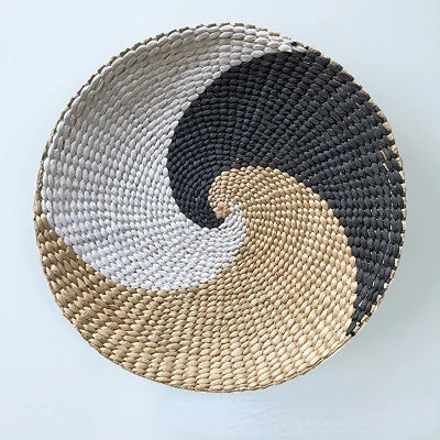 Creative Combination Wall Decoration Rattan Grass Weaving Straw Plate for Home Decor Livingroom Bedroom Background Decoration