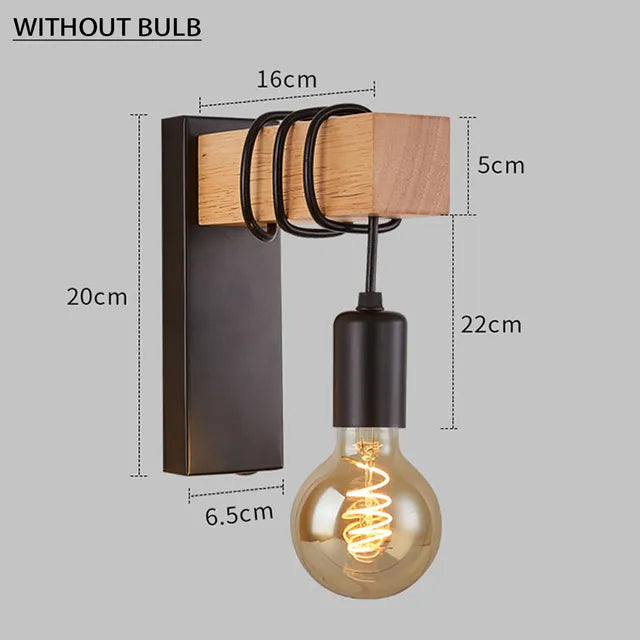 Genixgreen Vintage Wood Wall Lamp E27 Modern Indoor Wall Light Black White Wooden Sconce Home Indoor Stair Decorartion Lighting