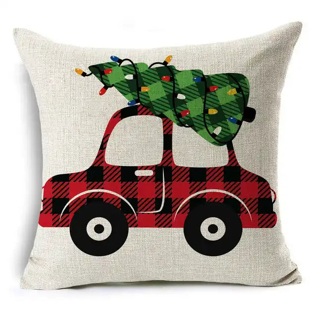 New Pillowcase Cartoon plaid Cushion Cover Throw Linen Pillow Case Merry Christmas Gifts Home Office Living Room 45x45cm