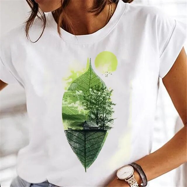 Women Dandelion T-shirts Fashion Clothing Cartoon Clothes Watercolor 90s Short Sleeve Spring Summer Female Tee Graphic Tshirt