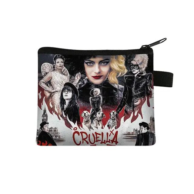 Disney Cruella de Vil Children Money Coin Purse Boys Girls Short Wallet Card Bag Mini Pocket Storage Bags Kids Gift