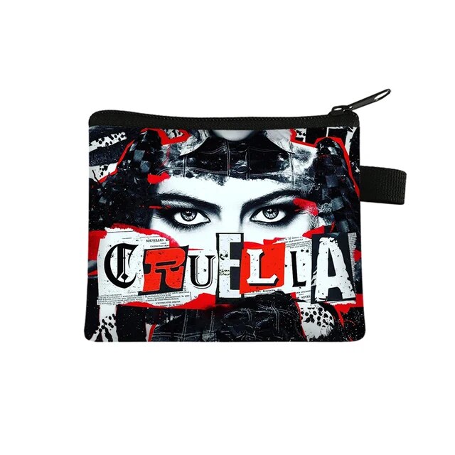 Disney Cruella de Vil Children Money Coin Purse Boys Girls Short Wallet Card Bag Mini Pocket Storage Bags Kids Gift