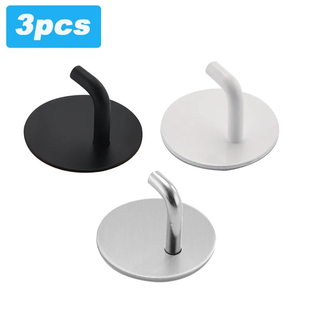 Kitchen Bathroom Accessories Self-Adhesive Wall Hooks Hangers Stainless Steel Hooks Towel Key Umbrella Kitchenware Storage Hook