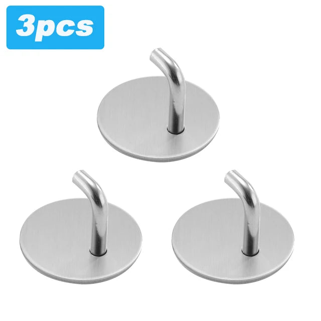 Kitchen Bathroom Accessories Self-Adhesive Wall Hooks Hangers Stainless Steel Hooks Towel Key Umbrella Kitchenware Storage Hook