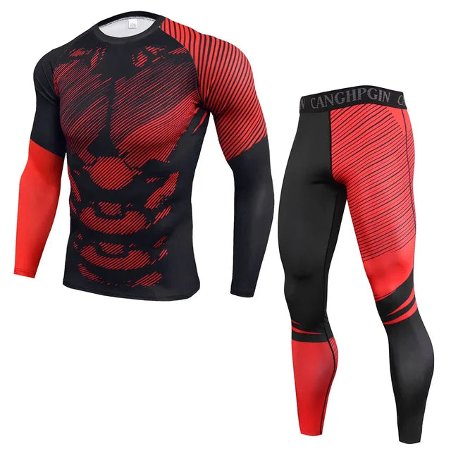 2Pcs Men Running Compression Sportswear Sets Gym Fitness Workout Sports Suit Training Leggings Elastic Tights Jogging Tracksuits