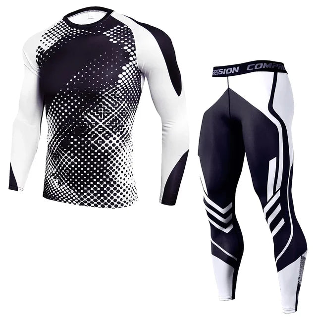 2Pcs Men Running Compression Sportswear Sets Gym Fitness Workout Sports Suit Training Leggings Elastic Tights Jogging Tracksuits