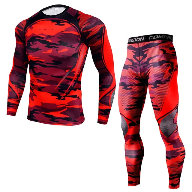 2Pcs Men Running Compression Sportswear Sets Gym Fitness Workout Sports Suit Training Leggings Elastic Tights Jogging Tracksuits