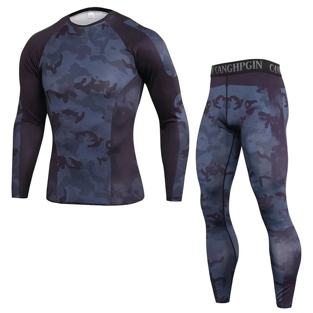 2Pcs Men Running Compression Sportswear Sets Gym Fitness Workout Sports Suit Training Leggings Elastic Tights Jogging Tracksuits