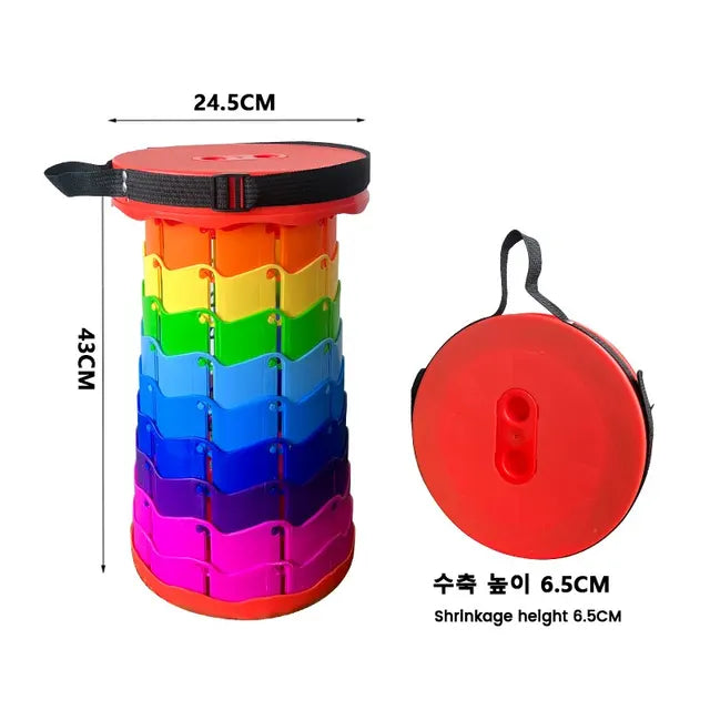 Folding Telescopic Stool Storage Stool Outdoor Travel Folding Stool Adjustable Plastic Fishing Stool Rainbow Telescopic Stool