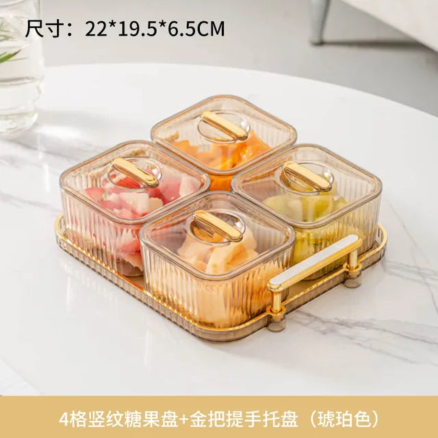 Light and Luxurious Transparent Fruit Plate Candy Plate Nuts and Dried Fruit Storage Box, Snack Snack Containers