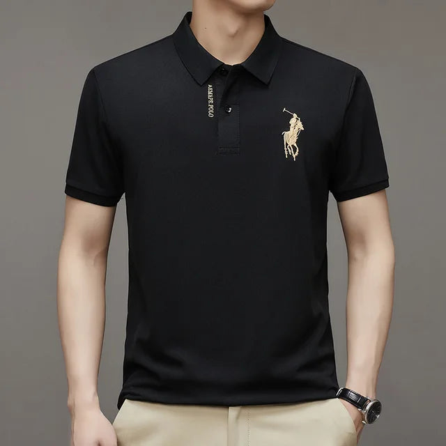 Autumn And Summer Luxury Short Sleeve Polo Shirt Men's Fashion Slim Fit Embroidered Polo Neck Handsome And Breathable 4xl T-shir