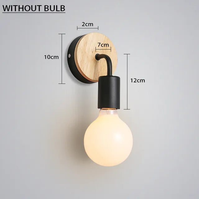 Genixgreen Vintage Wood Wall Lamp E27 Modern Indoor Wall Light Black White Wooden Sconce Home Indoor Stair Decorartion Lighting