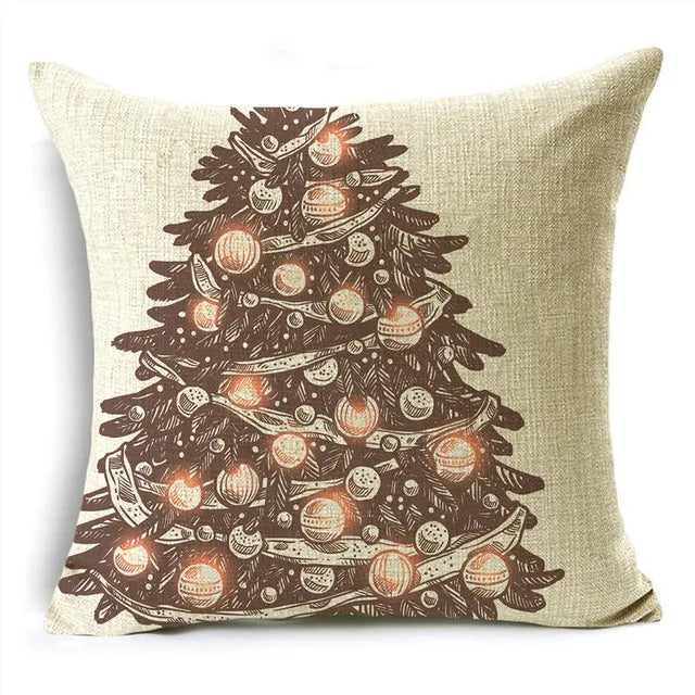 MODOVOS Christmas Throw Pillowcase Cushion Cover Linen Pillow Case Merry Christmas Gifts Home Office Living Room 18*18in