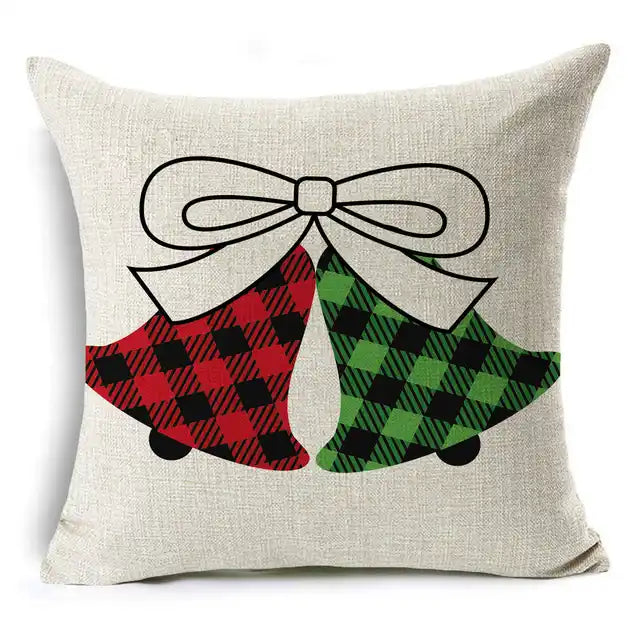 New Pillowcase Cartoon plaid Cushion Cover Throw Linen Pillow Case Merry Christmas Gifts Home Office Living Room 45x45cm