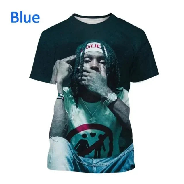 Hip-hop Singer King Von 3DT Shirt Men's Round Neck Casual Short-sleeved T-shirt Hip-hop T-shirt Harajuku Style Casual T-shirt