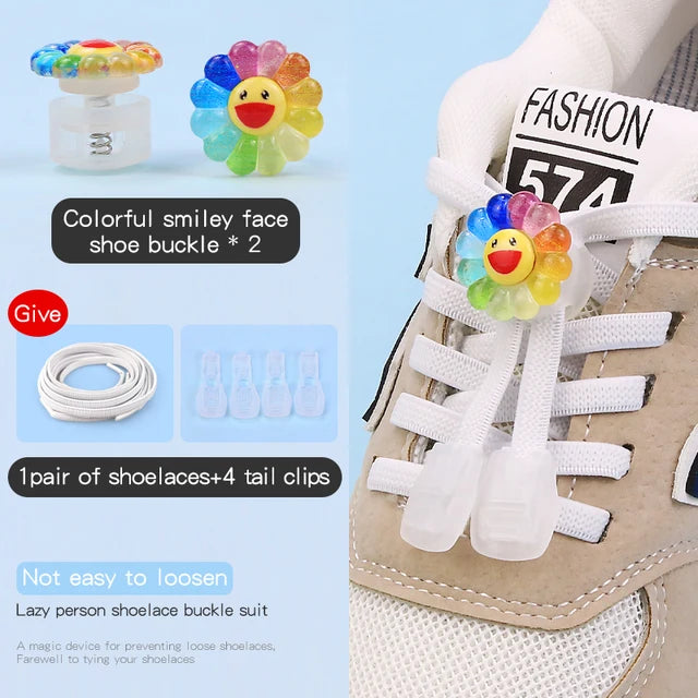 26 Cartoon Pattern No Tie Elastic Shoelaces For Kids Children Sneaker Quick Lazy Shoe Lace Cute Printed Locks Shoe Accessories