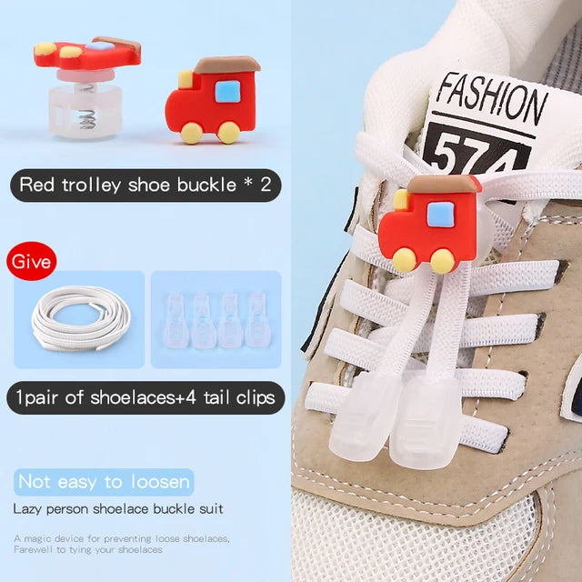 26 Cartoon Pattern No Tie Elastic Shoelaces For Kids Children Sneaker Quick Lazy Shoe Lace Cute Printed Locks Shoe Accessories