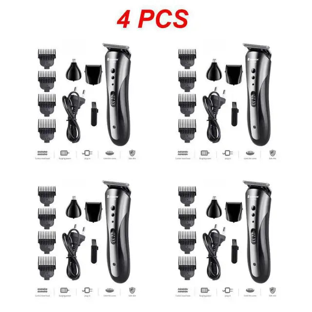 1~7PCS All 3 in1 Rechargeable Hair Clipper for Men Waterproof Wireless Electric Shaver Beard Nose Ear Shaver Hair Trimme