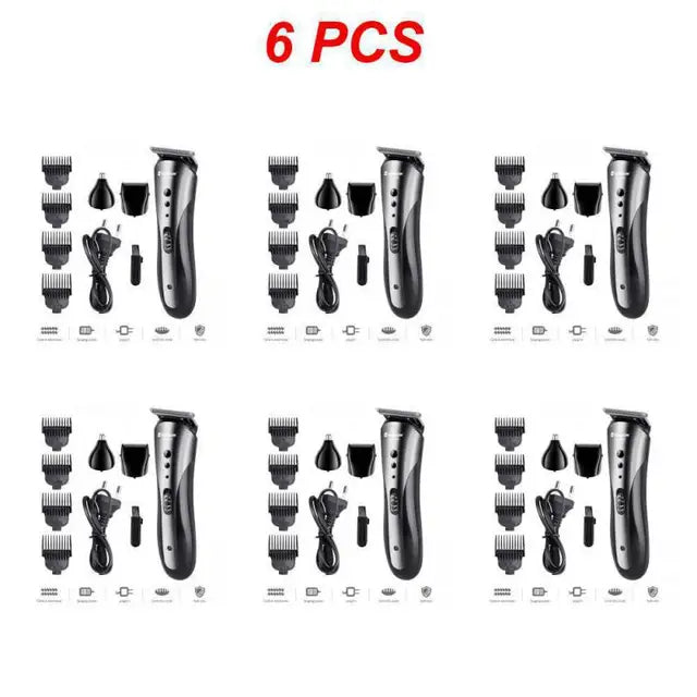 1~7PCS All 3 in1 Rechargeable Hair Clipper for Men Waterproof Wireless Electric Shaver Beard Nose Ear Shaver Hair Trimme