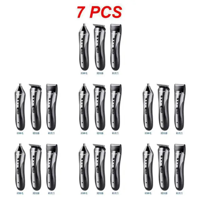 1~7PCS All 3 in1 Rechargeable Hair Clipper for Men Waterproof Wireless Electric Shaver Beard Nose Ear Shaver Hair Trimme