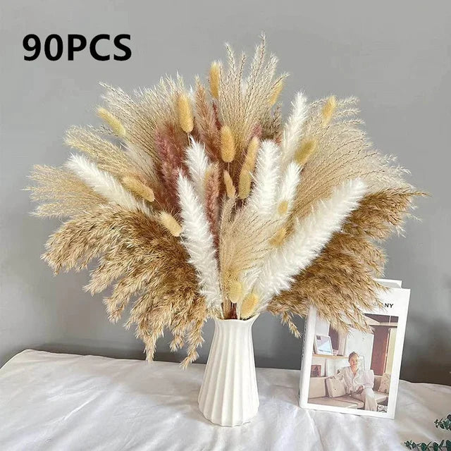 Natural Dried Flowers Pampas Phragmites Rabbit Tail Grass Bouquet for Boho Nordic Home Decor Wheat Ears Wedding Decoration