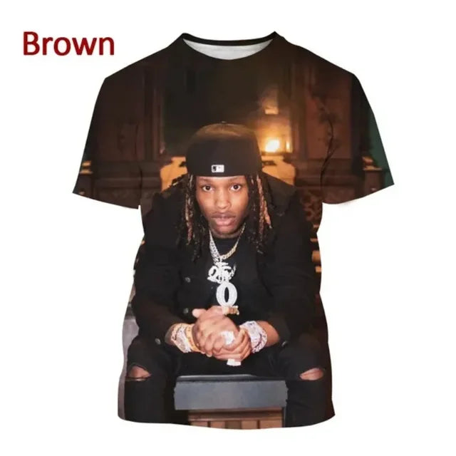 Hip-hop Singer King Von 3DT Shirt Men's Round Neck Casual Short-sleeved T-shirt Hip-hop T-shirt Harajuku Style Casual T-shirt