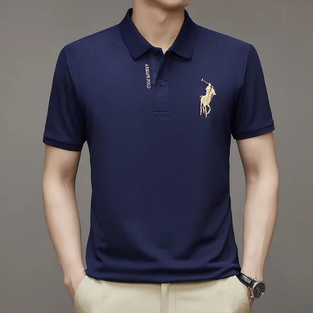 Autumn And Summer Luxury Short Sleeve Polo Shirt Men's Fashion Slim Fit Embroidered Polo Neck Handsome And Breathable 4xl T-shir