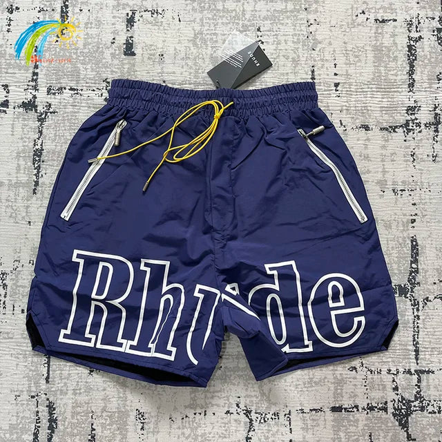 Summer RHUDE Shorts Men Women Casual Best Quality Quick Drying Beach Simple Moonlight Sunset Breeches Inside Mesh Drawstring