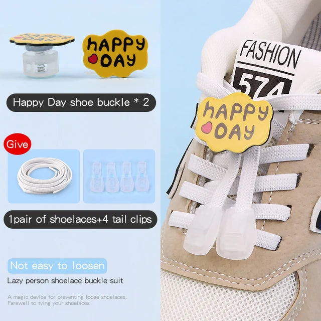 26 Cartoon Pattern No Tie Elastic Shoelaces For Kids Children Sneaker Quick Lazy Shoe Lace Cute Printed Locks Shoe Accessories