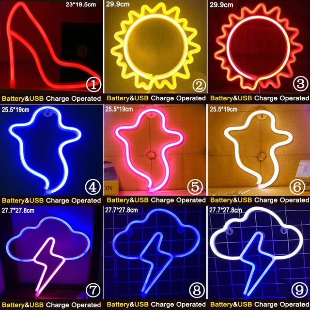 LED Neon Sign Light Holiday Night Lamp Xmas Party Wedding Decoration USB Night Light wholesale Home Gift Heart LED Neon Light