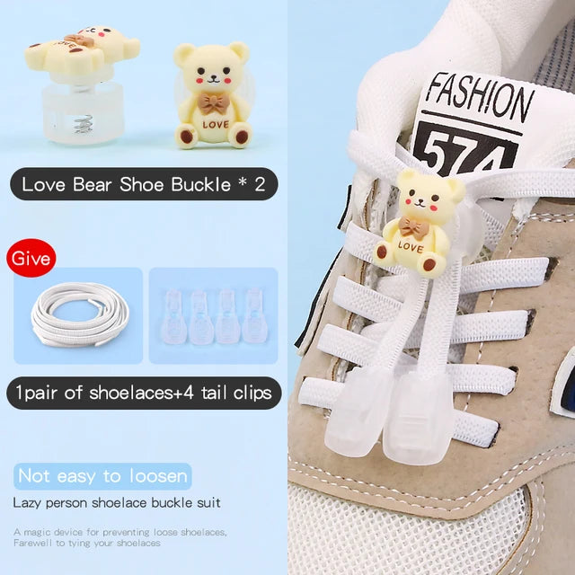 26 Cartoon Pattern No Tie Elastic Shoelaces For Kids Children Sneaker Quick Lazy Shoe Lace Cute Printed Locks Shoe Accessories