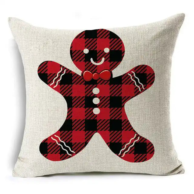 New Pillowcase Cartoon plaid Cushion Cover Throw Linen Pillow Case Merry Christmas Gifts Home Office Living Room 45x45cm