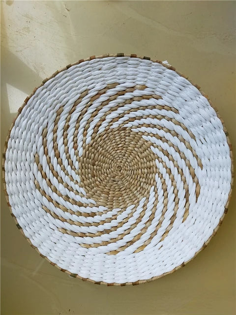 Creative Combination Wall Decoration Rattan Grass Weaving Straw Plate for Home Decor Livingroom Bedroom Background Decoration