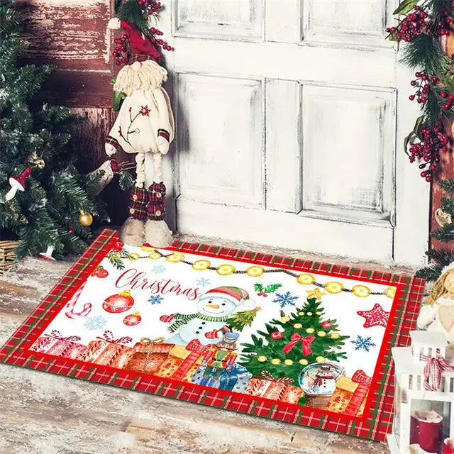 Christmas Entrance Door Mat Cartoon Dwarf Print Floor Mat Living Room Corridor Balcony Welcome Mat Christmas Home Decoration