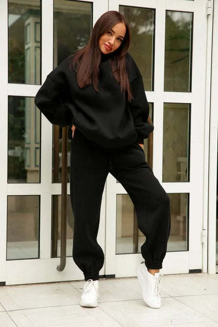 New Winter Women's Sportswear Hoodie+Sweatpants 2-Piece Set Fashion Casual Jogging Female Top Pure Cotton Pullovers 2023