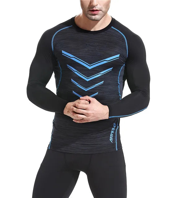 Gym Compression Men's t-Shirts Long Sleeve Rushguard Sportswear Running Dry Fit Training Fitness Bodybuilding Fashion Clothing