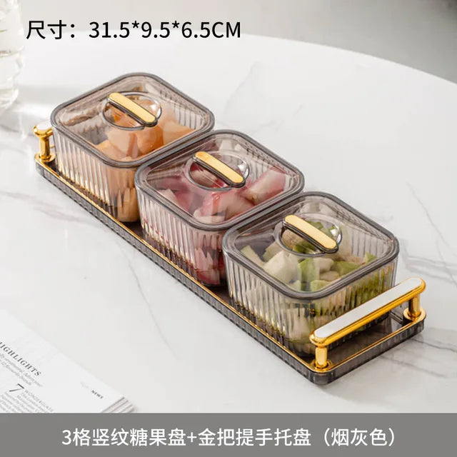 Light and Luxurious Transparent Fruit Plate Candy Plate Nuts and Dried Fruit Storage Box, Snack Snack Containers