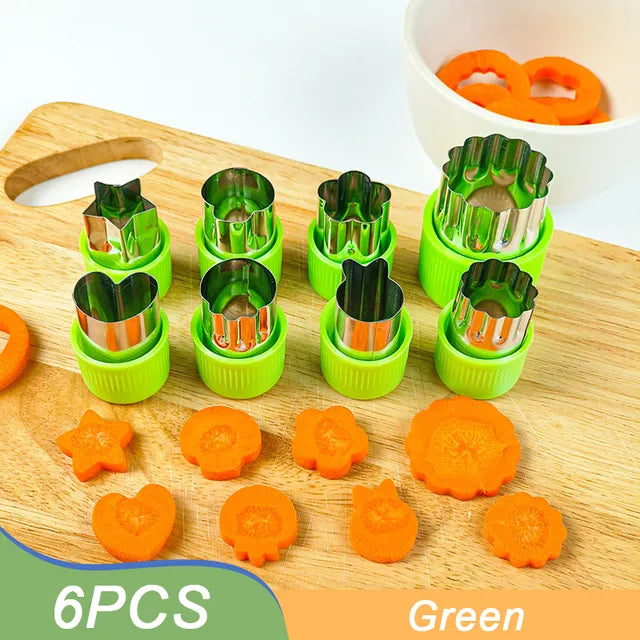 3/6/9/12Pcs Vegetables Cutter Flower Animal Cartoon Shape Mold Fruit Cake Cookie Cutting Mold Kitchenware Kids Food Baking Tools