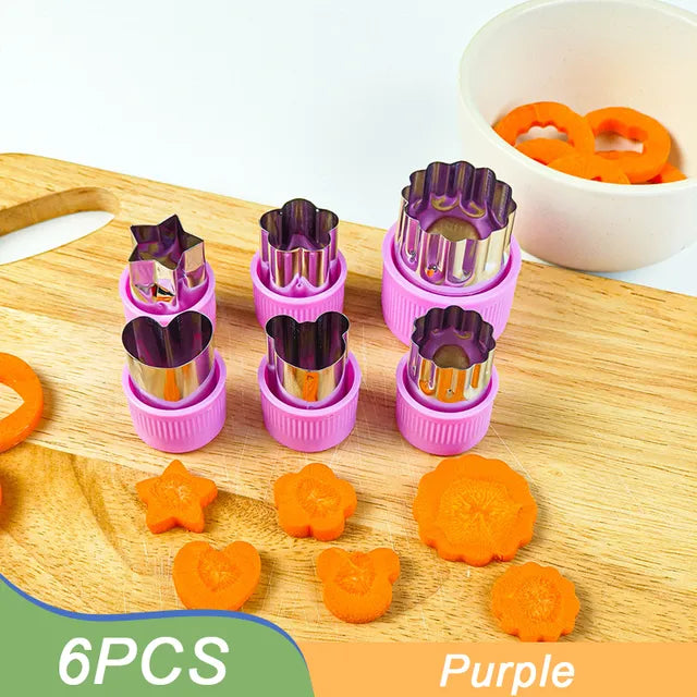 3/6/9/12Pcs Vegetables Cutter Flower Animal Cartoon Shape Mold Fruit Cake Cookie Cutting Mold Kitchenware Kids Food Baking Tools