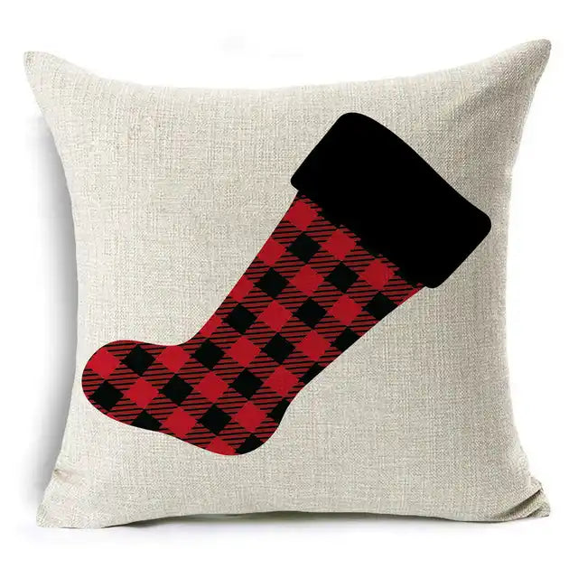 New Pillowcase Cartoon plaid Cushion Cover Throw Linen Pillow Case Merry Christmas Gifts Home Office Living Room 45x45cm