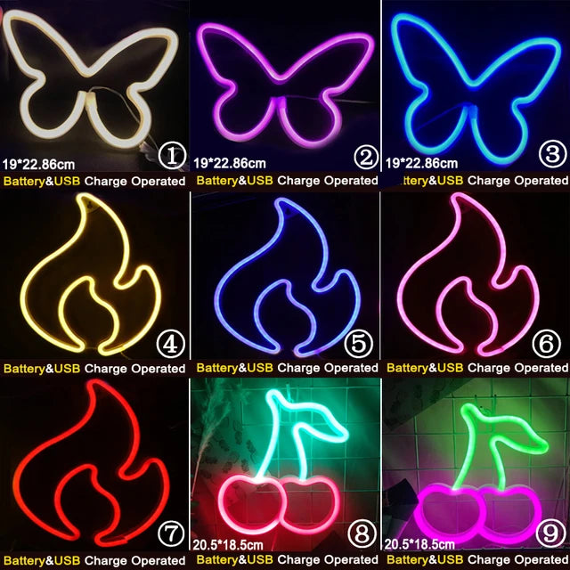 LED Neon Sign Light Holiday Night Lamp Xmas Party Wedding Decoration USB Night Light wholesale Home Gift Heart LED Neon Light