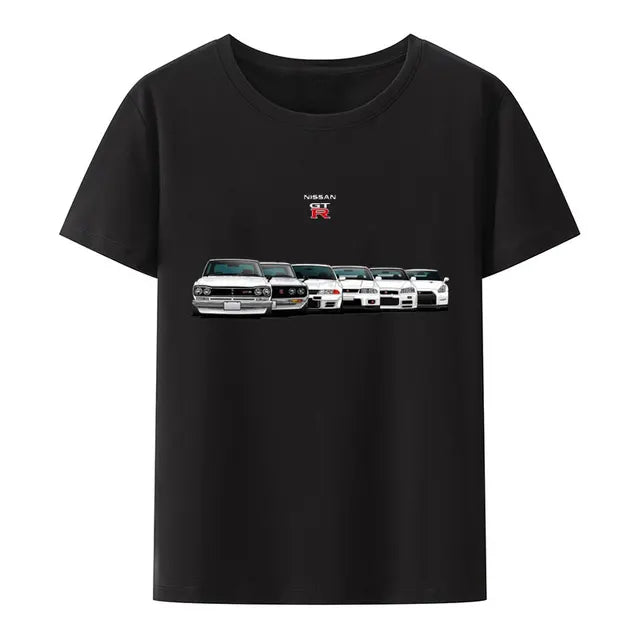 Initial D Nissan Skyline R34 T-shirt Men Japanese Anime Car Tshirt Trend Cool T Shirt Men Women Streetwear O-neck T Shirt