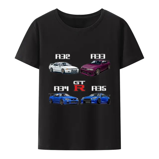 Initial D Nissan Skyline R34 T-shirt Men Japanese Anime Car Tshirt Trend Cool T Shirt Men Women Streetwear O-neck T Shirt