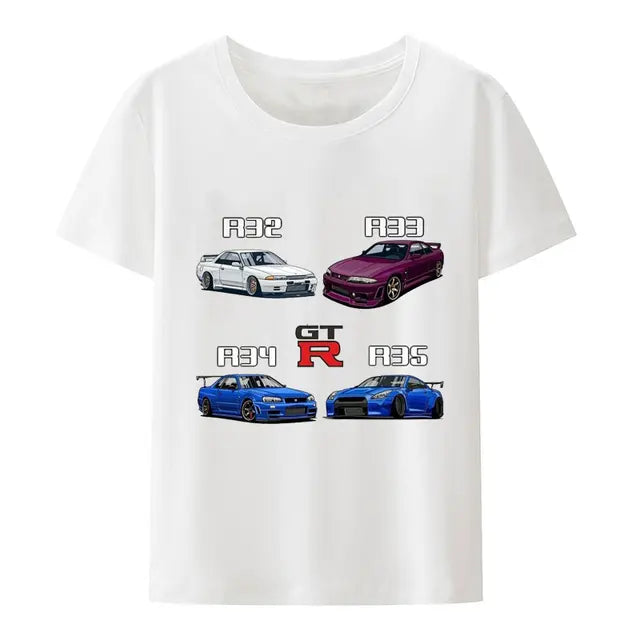 Initial D Nissan Skyline R34 T-shirt Men Japanese Anime Car Tshirt Trend Cool T Shirt Men Women Streetwear O-neck T Shirt