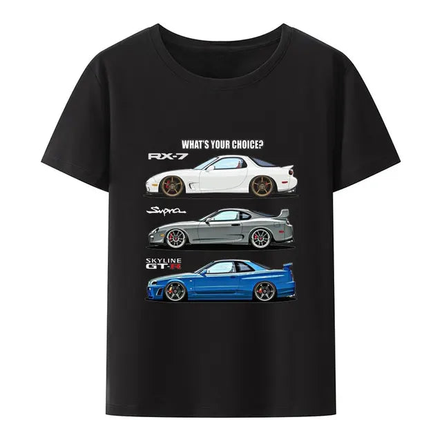 Initial D Nissan Skyline R34 T-shirt Men Japanese Anime Car Tshirt Trend Cool T Shirt Men Women Streetwear O-neck T Shirt