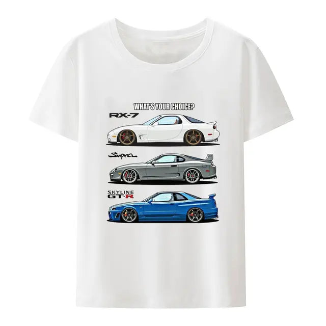 Initial D Nissan Skyline R34 T-shirt Men Japanese Anime Car Tshirt Trend Cool T Shirt Men Women Streetwear O-neck T Shirt