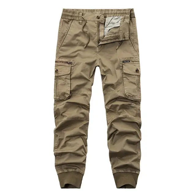 Trendy Men Cargo Pants Solid Color Dressing Super Soft Lace-up Ankle Tied Pants